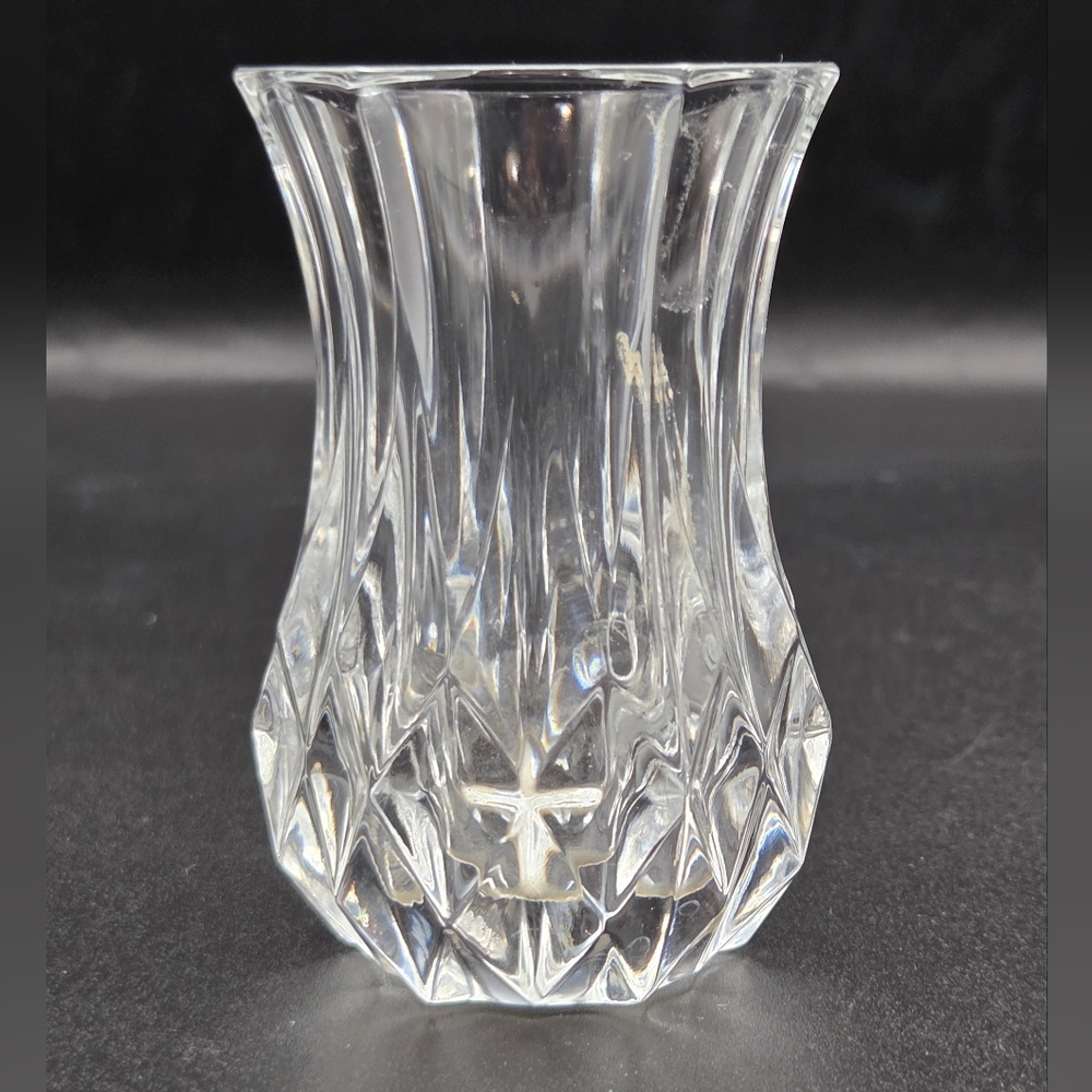 VTG Cristal D’Arques Longchamp‎ Clear Violet Vase 3" Cut Glass France EUC